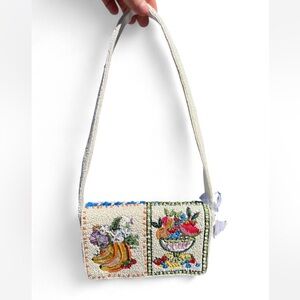 viral white cocktail fruit handmade beaded shoulder bag made in india
